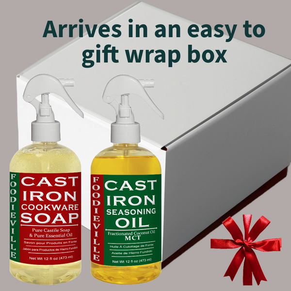 Natural Cast-Iron Soap and Seasoning Oil Bundle