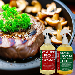 Creation Farm Cast Iron Care Set: Natural Non-Stick Oil & Gentle Soap for Pro Cooking – Perfect for DIY Seasoning, Cleaning, & Maintenance of Skillets, Griddles, Flat Top Grills, and Dutch Ovens