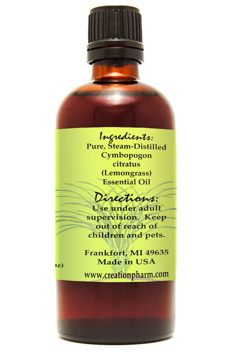 Lemongrass Essential Oil 4 oz - Aceite La hierba de limon- 100% Pure for Diffuser & Aromatherapy - Creation Pharm