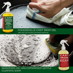 Aceite de hierro fundido de Foodieville para condimentar utensilios de cocina de hierro fundido
