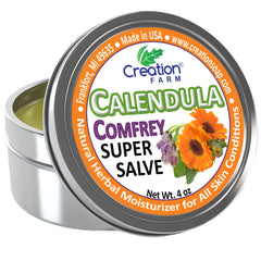 Calendula-Comfrey Salve - Super Salve - Large 4 oz Tin, Super Salve, Herbal Salve - Creation Pharm