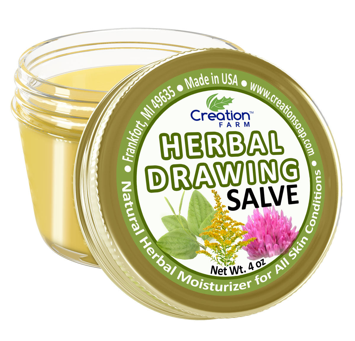 Herbal Drawing Salve Jar 4 oz - Herbal Salve from Creation Farm