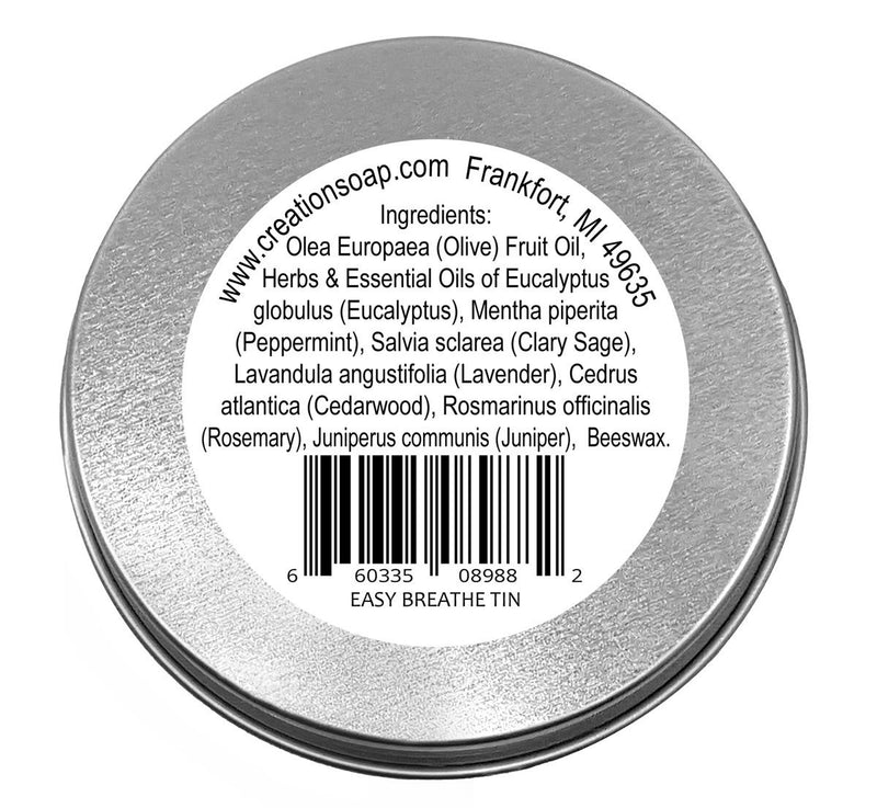 Easy Breathe Cold Comfort Chest Rub Large 4 Oz Tin - All Natural Botanical Ingredients - Creation Pharm