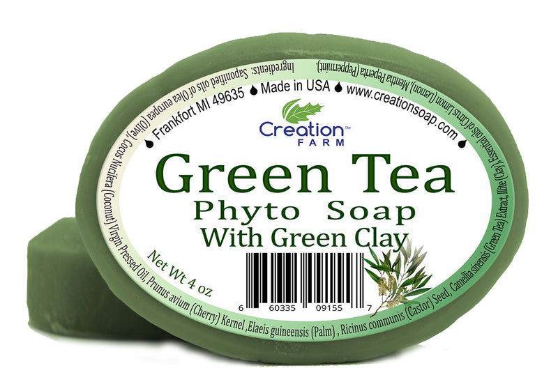 Green Tea & Green Clay Soap Two 4 oz Bar Pack by Creation Farm - Creation Pharm