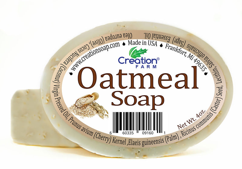 Oatmeal Soap - 100% Pure Botanical Soap 4 oz Bar (Two 4 oz Bar Pack) from Creation Farm - Creation Pharm